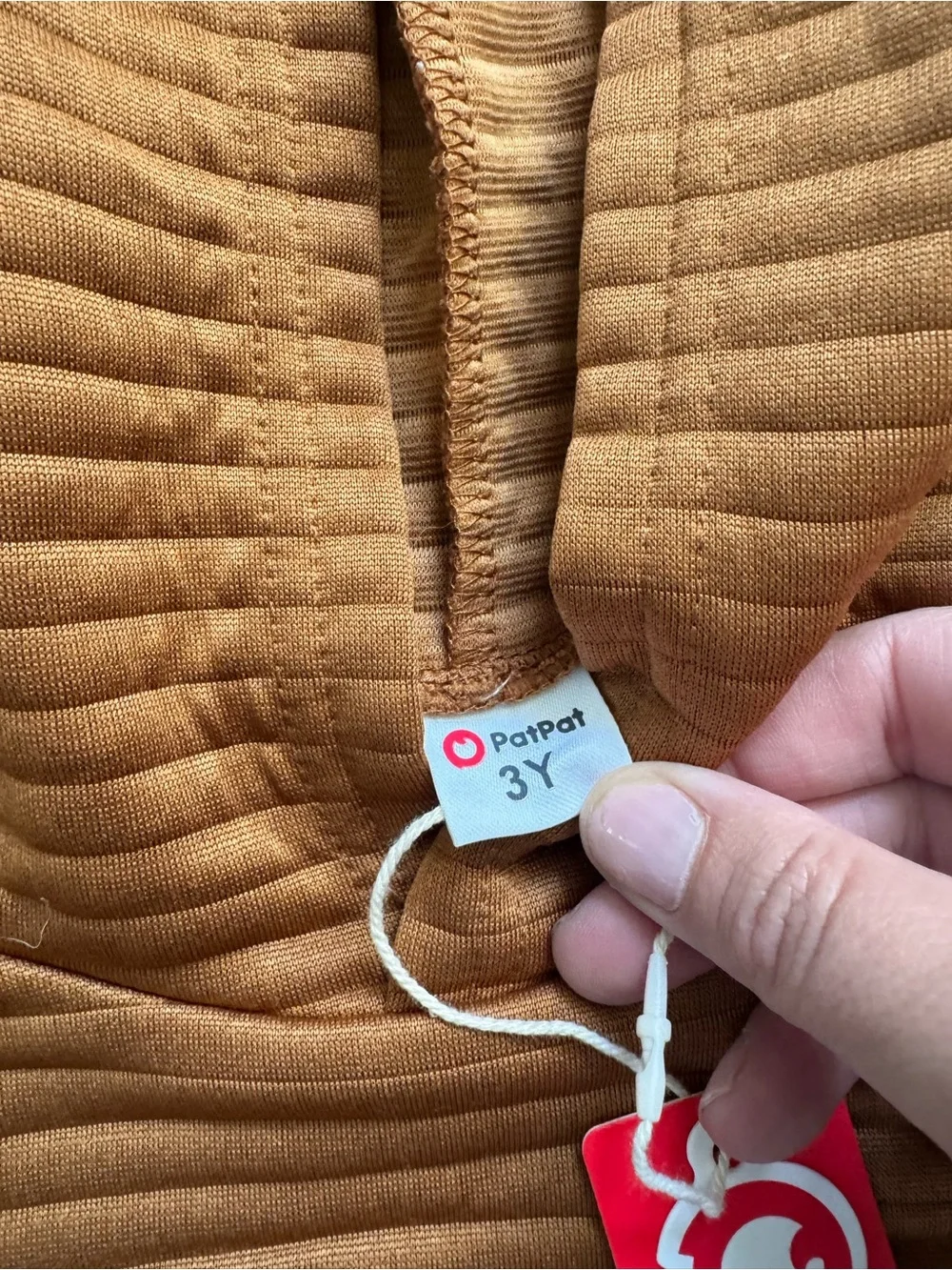 PatPat Kids Ribbed Hoodie in Rust